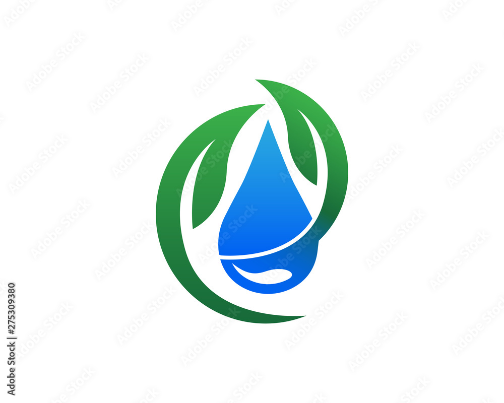 Drop water shape with tree leaf, Hydroponics Logo concept, flat design vector isolated Drop water shape with tree leaf, Hydroponics Logo concept, flat design vector isolated