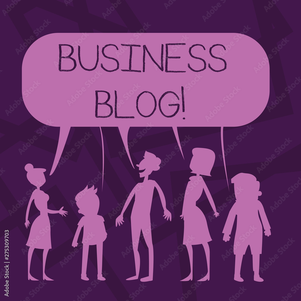 Text sign showing Business Blog. Business photo showcasing Devoted to write about subject matter related to the company Silhouette Figure of People Talking and Sharing One Colorful Speech Bubble Text sign showing Business Blog. Business photo showcasing Devoted to write about subject matter related to the company Silhouette Figure of People Talking and Sharing One Colorful Speech Bubble