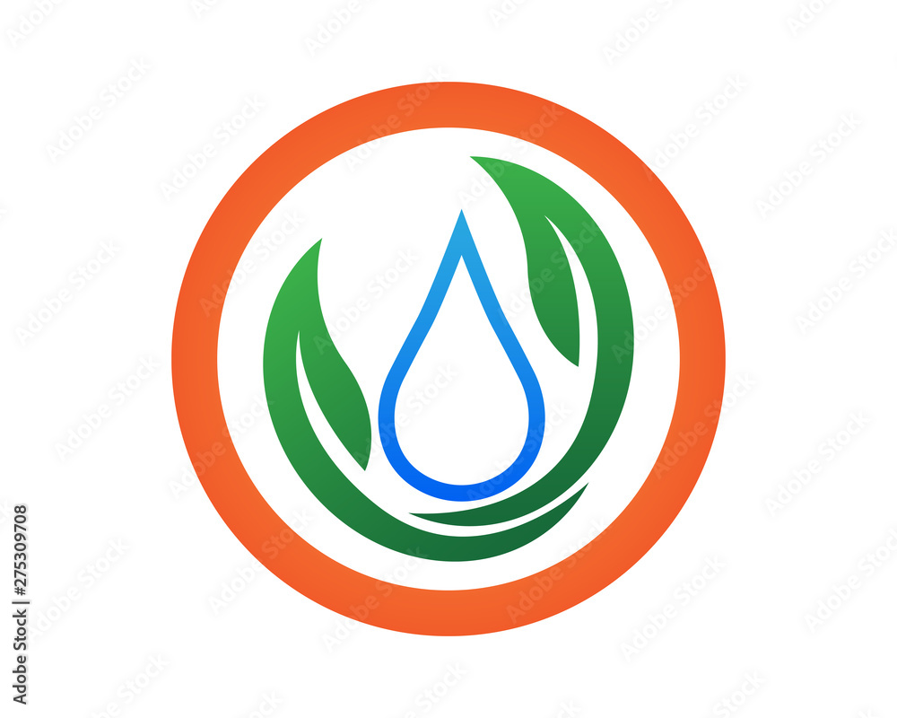 Drop water shape with tree leaf, Hydroponics Logo concept, flat design vector isolated Drop water shape with tree leaf, Hydroponics Logo concept, flat design vector isolated