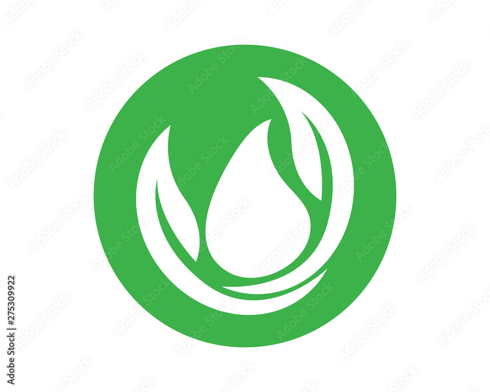 Drop water shape with tree leaf, Hydroponics Logo concept, flat design vector isolated Drop water shape with tree leaf, Hydroponics Logo concept, flat design vector isolated