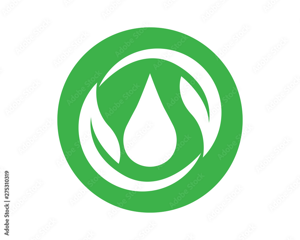 Drop water shape with tree leaf, Hydroponics Logo concept, flat design vector isolated Drop water shape with tree leaf, Hydroponics Logo concept, flat design vector isolated
