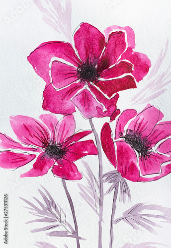 anemones abstract floral background with flowers