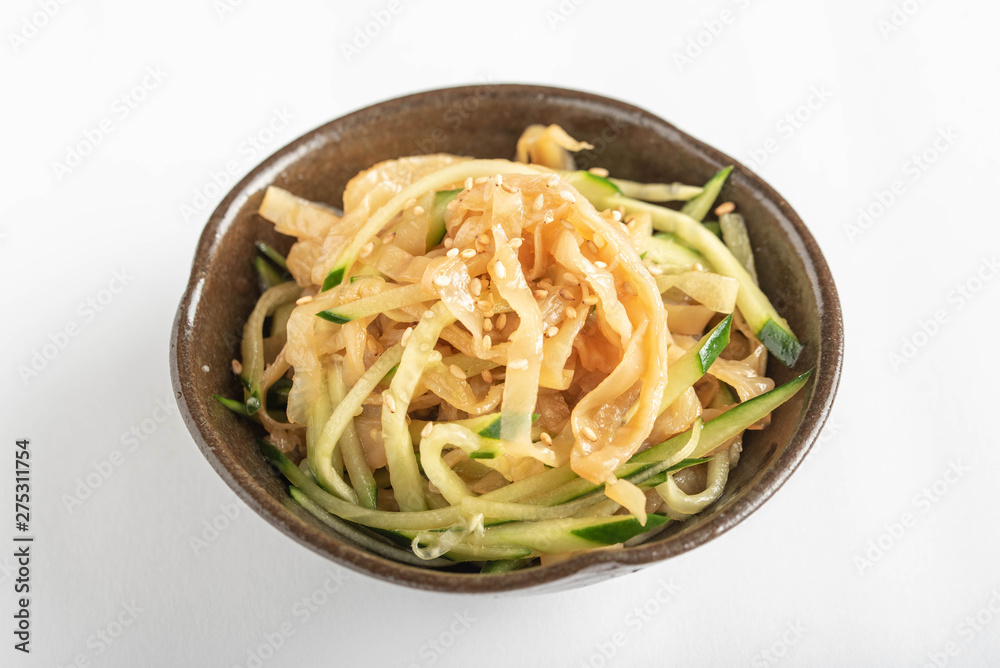 isolated chinese jelly fish marinated with cucumber isolated chinese jelly fish marinated with cucumber