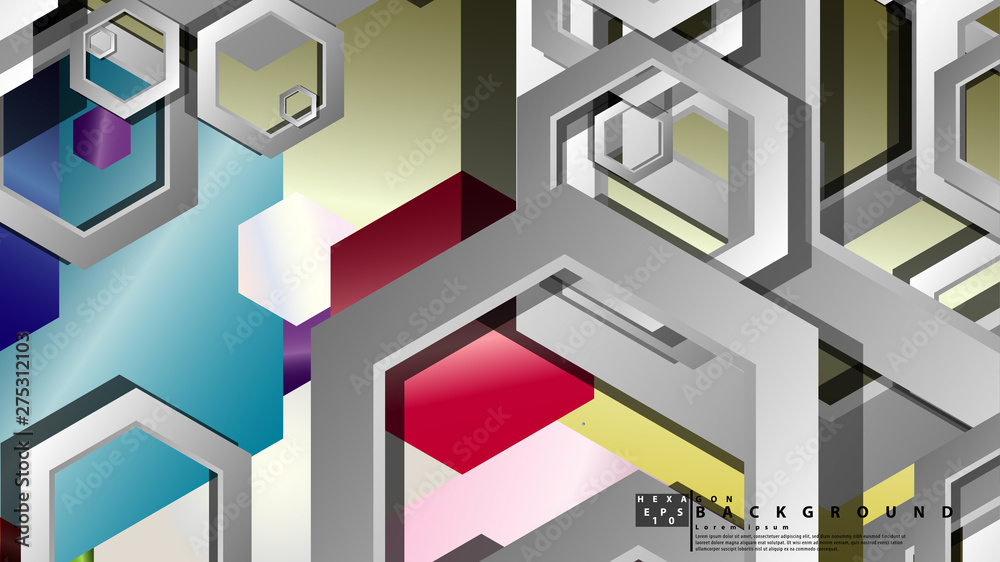 Abstract geometric background with hexagon jewels color compositions. Vector illustration Abstract geometric background with hexagon jewels color compositions. Vector illustration