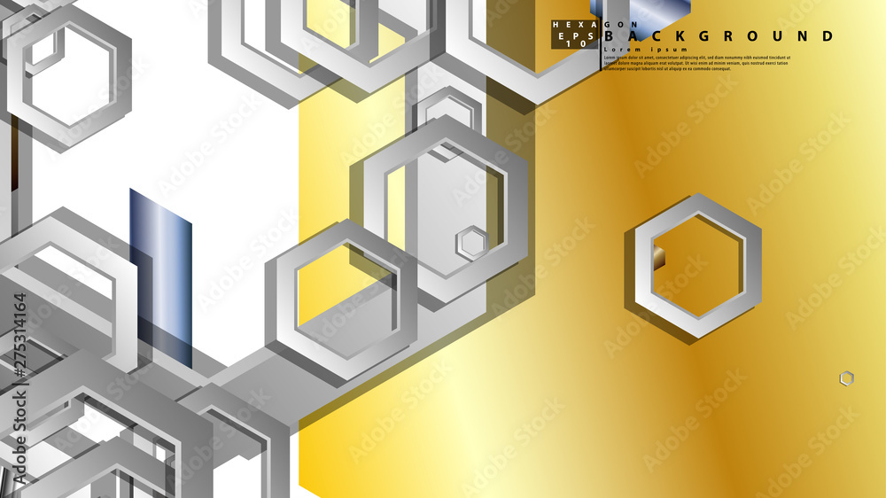 Fototapeta premium Abstract geometric background with hexagon metal color composition. Vector illustration