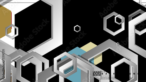 Abstract geometric background with hexagon, middle ages color composition. Vector illustration