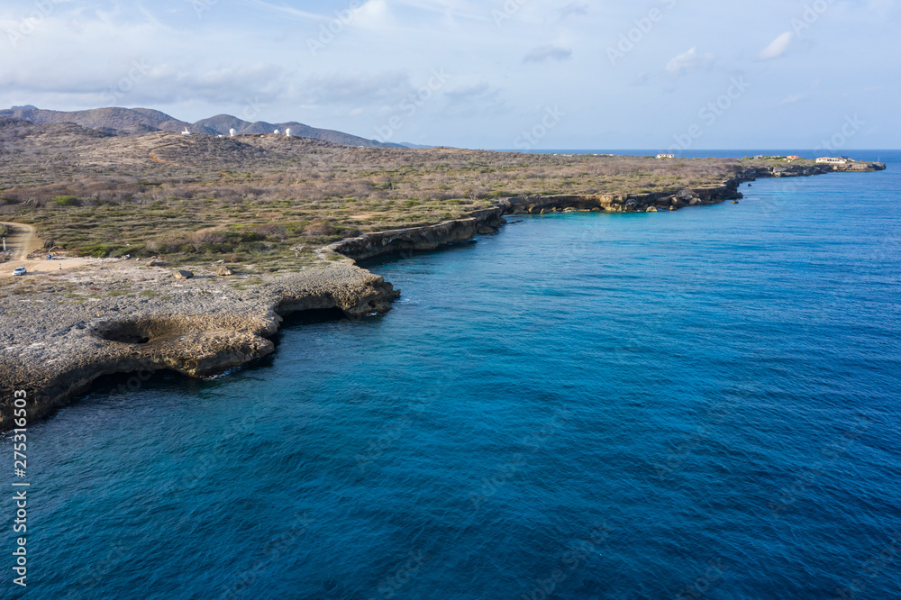 Aerial view over Watamula on the western side of  Curaçao/Caribbean /Dutch Antilles