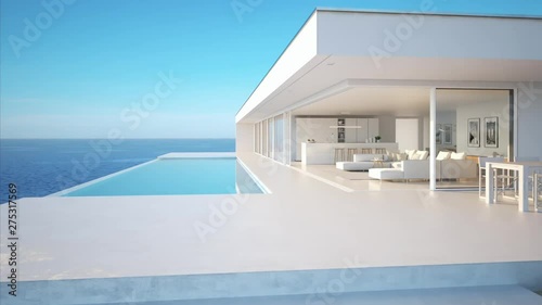 3D-Illustration. modern luxury summer villa with infinity pool