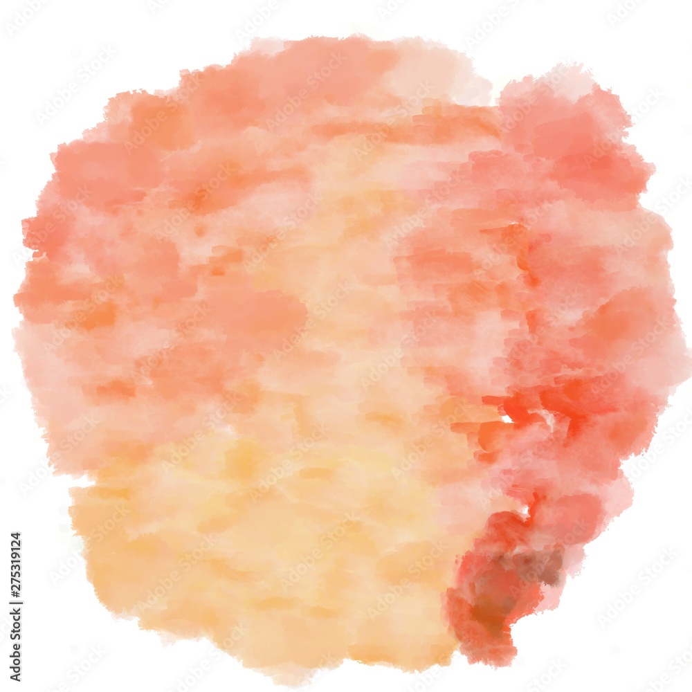 circular painting with burly wood, tomato and salmon watercolor graphic background illustration