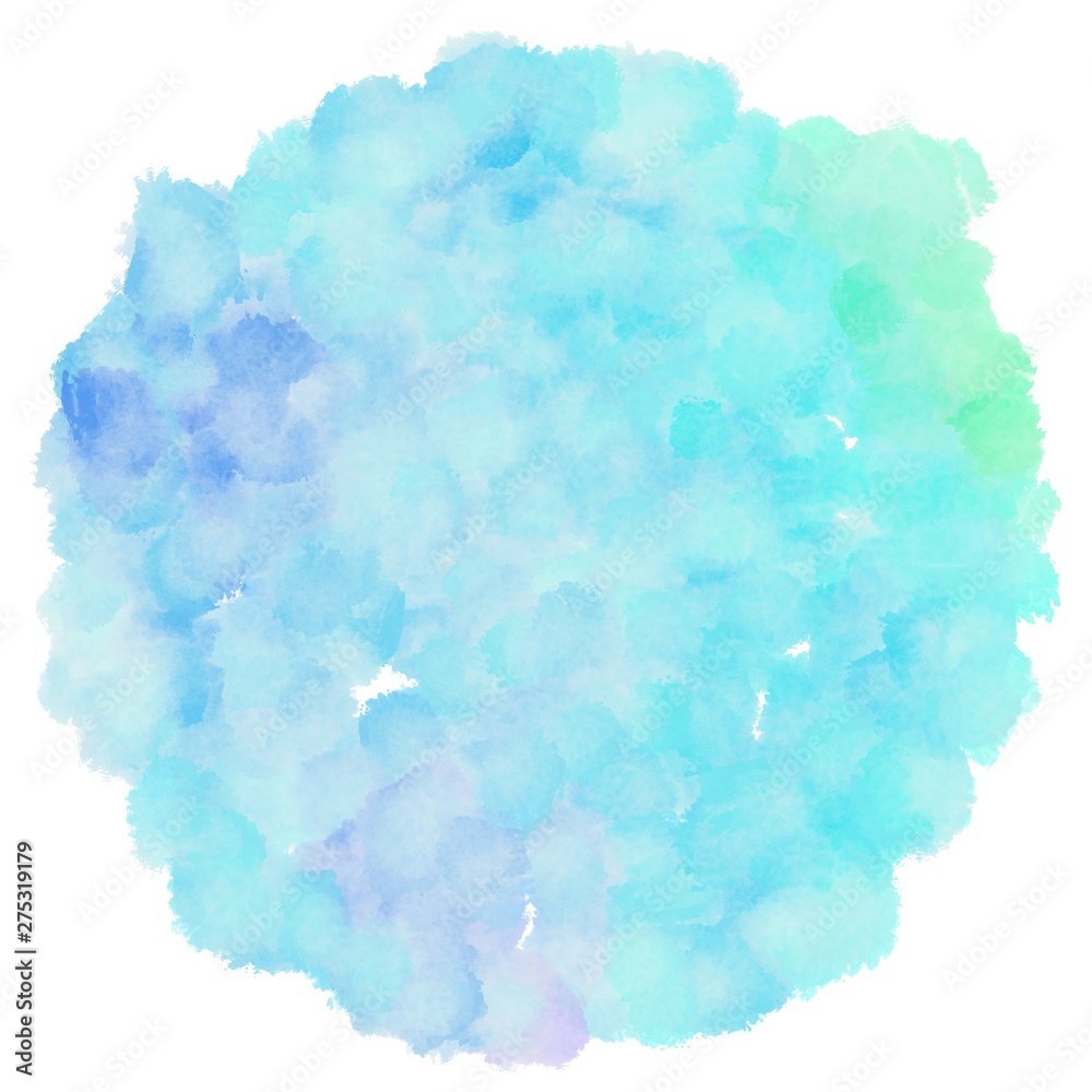 circular painting with pale turquoise, lavender and sky blue watercolor graphic background illustration