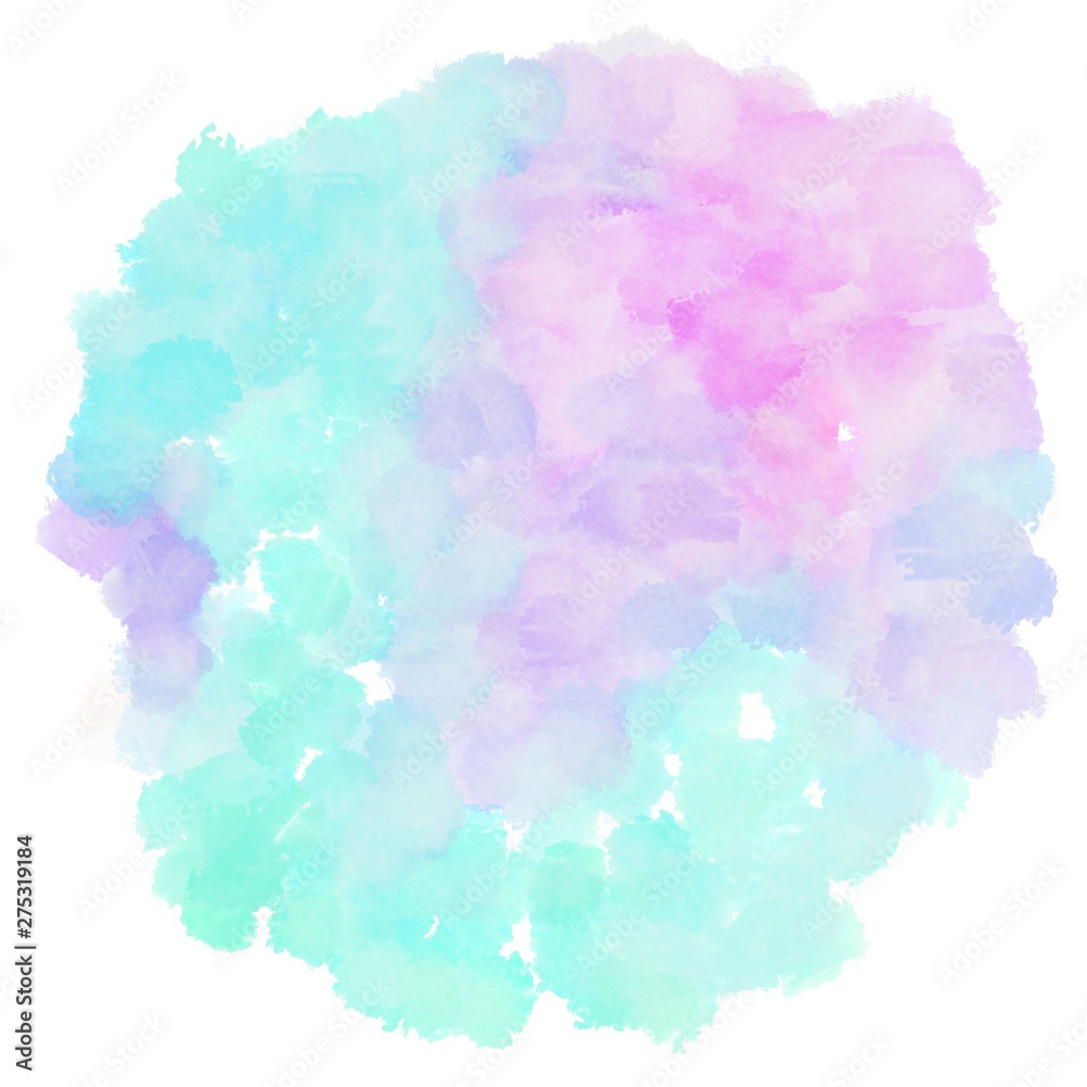 circular painting with pale turquoise, lavender and aqua marine watercolor graphic background illustration