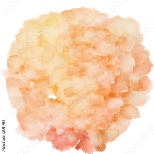 circular painting with skin, sandy brown and coral watercolor graphic background illustration