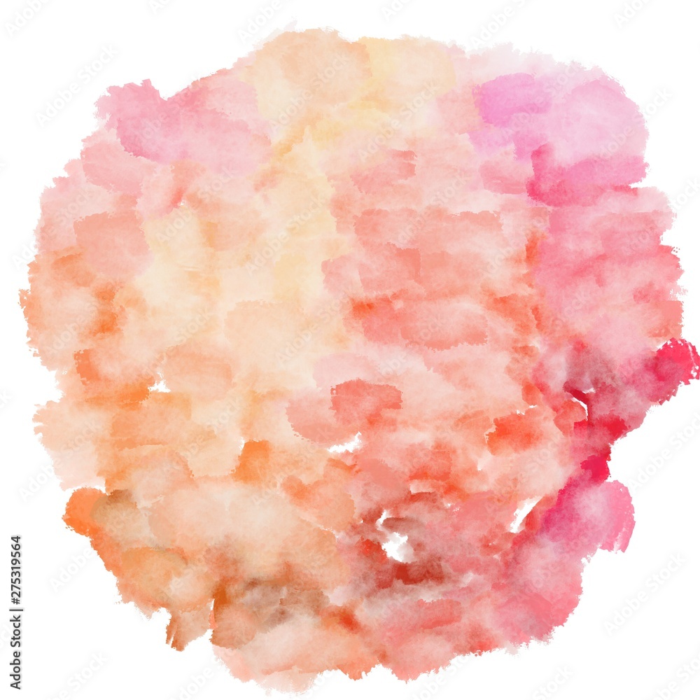 circular watercolour painting. baby pink, indian red and light coral colors
