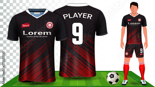 Soccer Jersey, Sport Shirt or Football Kit Uniform Presentation Mockup Template, Front and Back View Including Shorts and Socks and it is Fully Customization Isolated on Transparent Background.