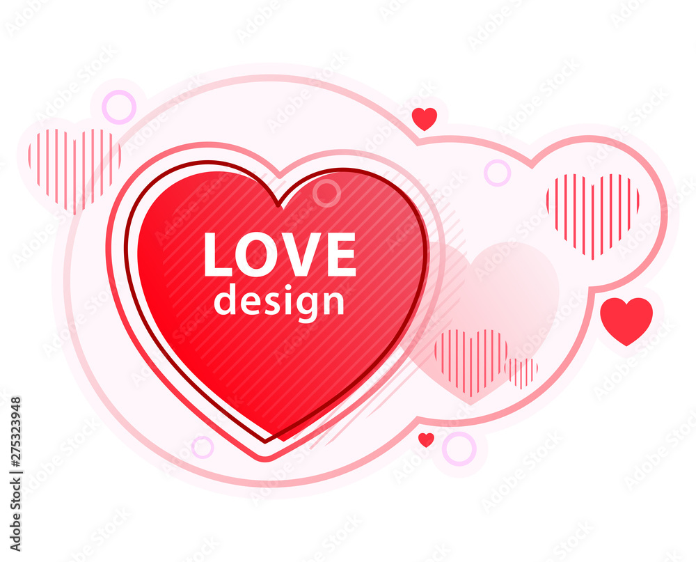 Heart icon set, love symbol. Abstract modern graphic elements. Dynamical colored forms and line. Template for the design of a logo, flyer or presentation. Vector illustration.