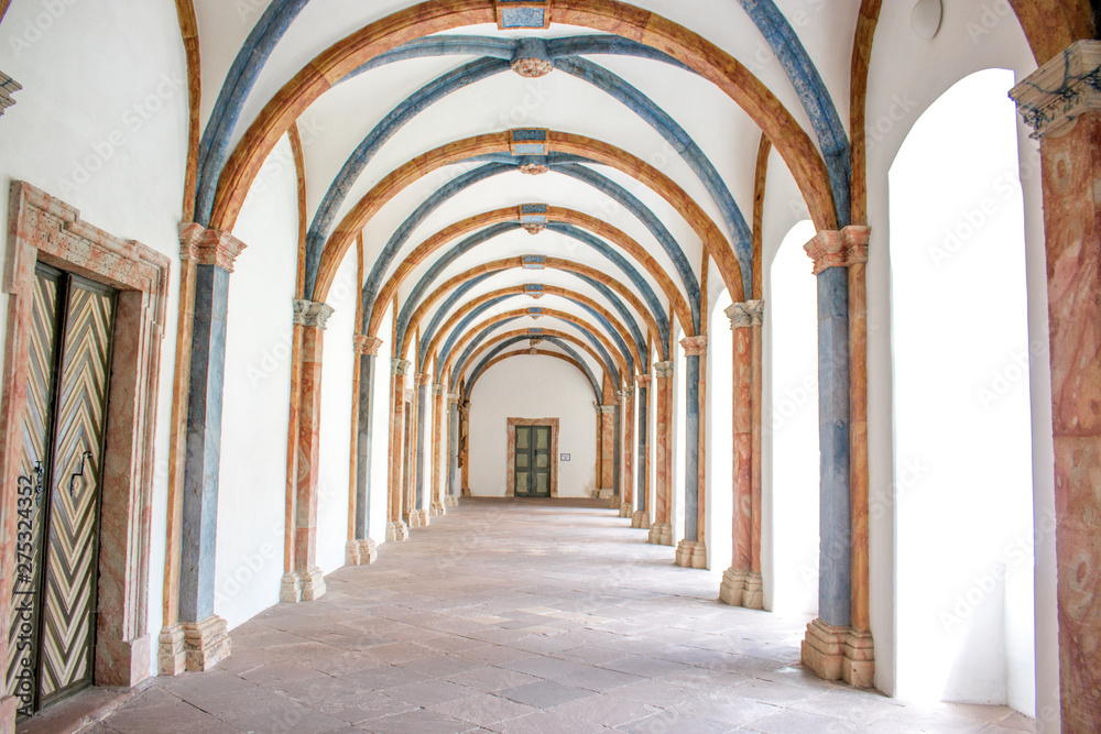 Walkway inside Castle and Monastery Corvey (Kloster Corvey) UNESCO world heritage (Weltkulturerbe) Höxter North Rhine-Westphalia