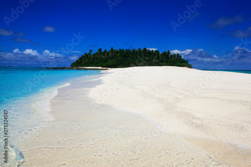 Tropical Island with a paradise beach and palm trees