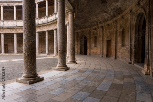 Interior of the Palace of Carlos V in the monument of the Alhambra and Generalife, a special place. Granada (Spain)