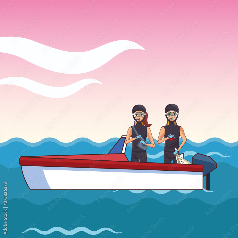 boat boarding with two person
