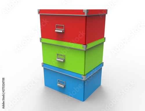 3d rendering of a storage box isolated in white background