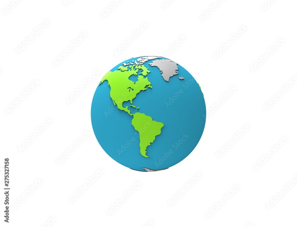 3d rendering of planet earth isolated and floating on white background