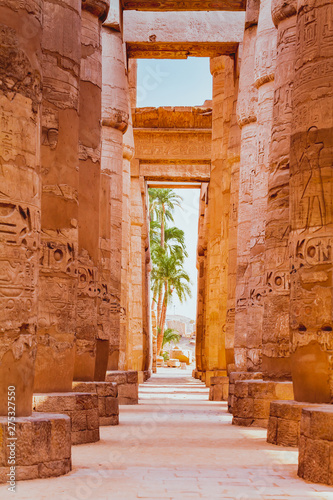 Photography Statues and columns inside the temple of Luxor, Egypt
