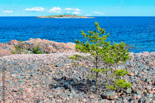 Coastline with stones and a...
