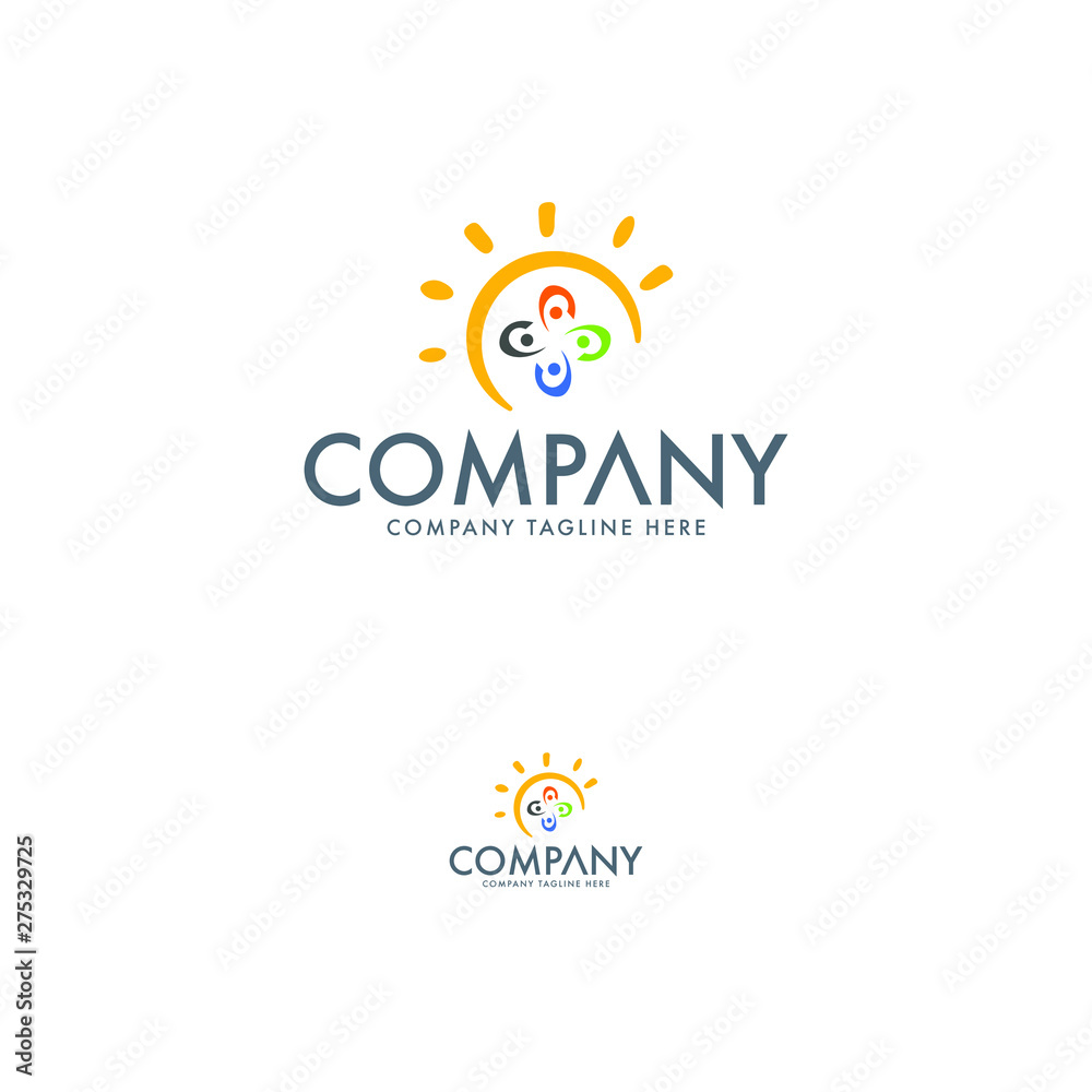 Sun or education logo design template