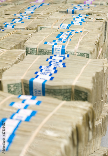 US Dollar Bills in Bundles the US Federal Reserve Bank of Chicago strong room. photo