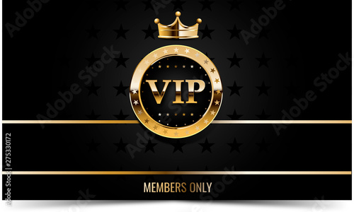 Premium VIP banner with gold elements and crown