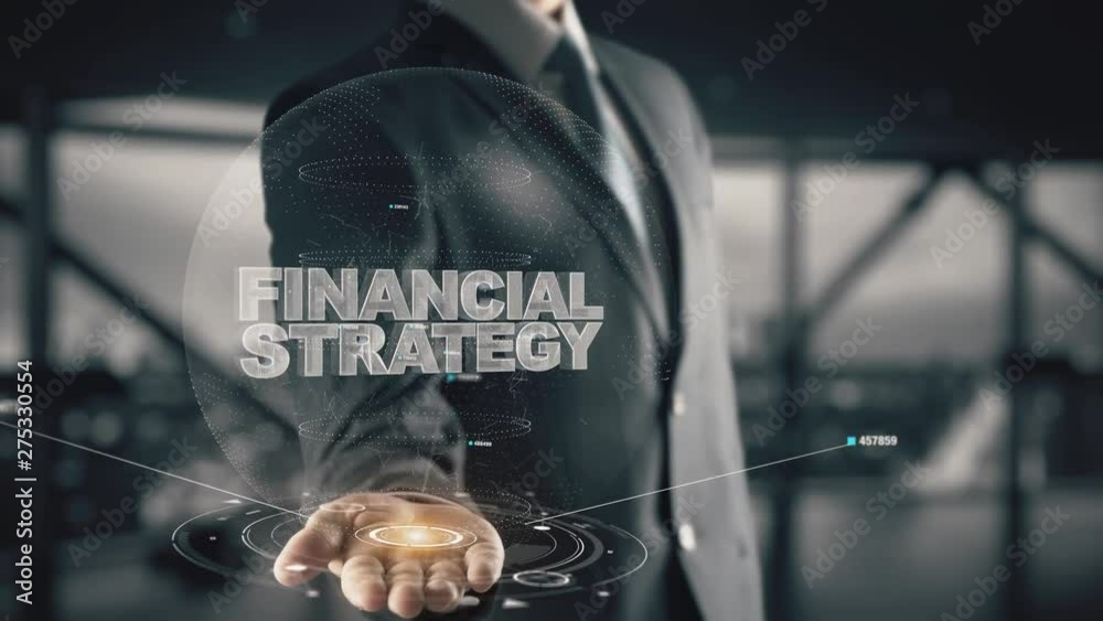 Financial Strategy with hologram businessman concept