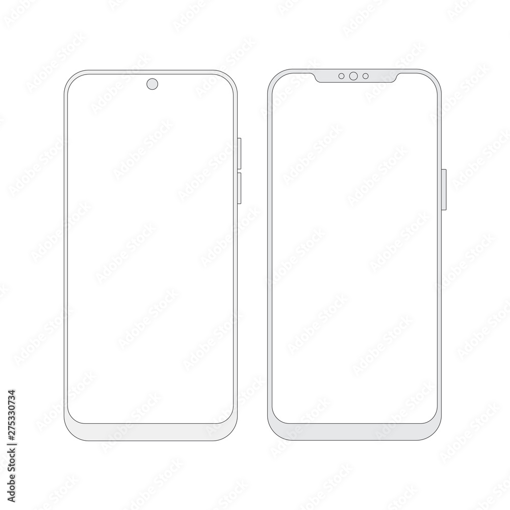 Realistic white smartphone with outline draw. Vector. Realistic white smartphone with outline draw. Vector.