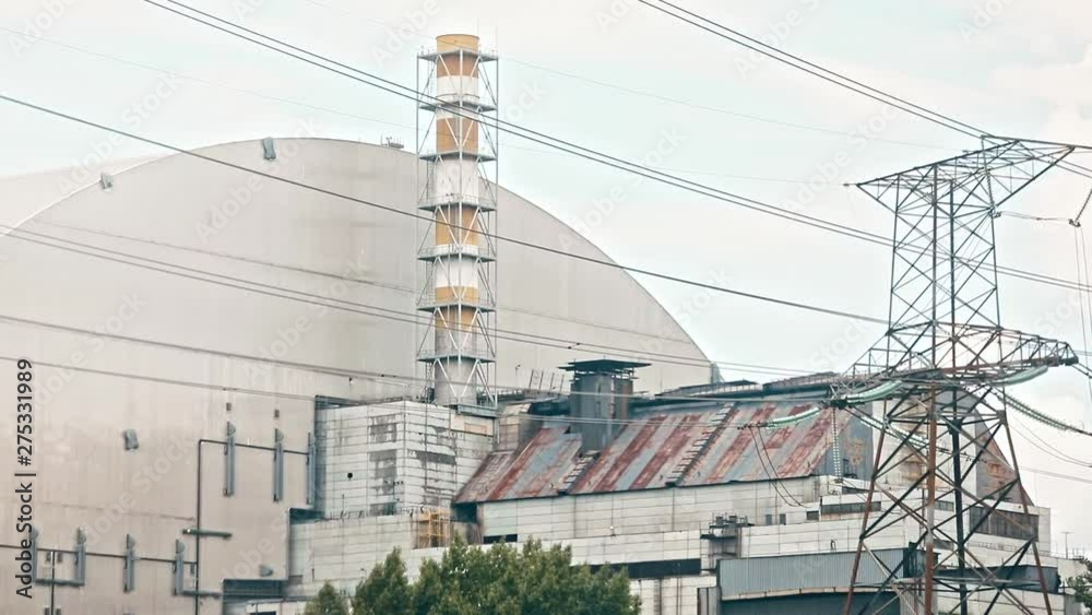 Impressive view of new Chernobyl power station fourth unit after reconstruction. Chernobyl exclusion zone exclusive summer tour. Impressive view of new Chernobyl power station fourth unit after reconstruction. Chernobyl exclusion zone exclusive summer tour.