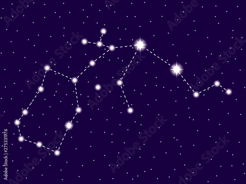 Aquarius constellation. Starry night sky. Zodiac sign. Vector illustration