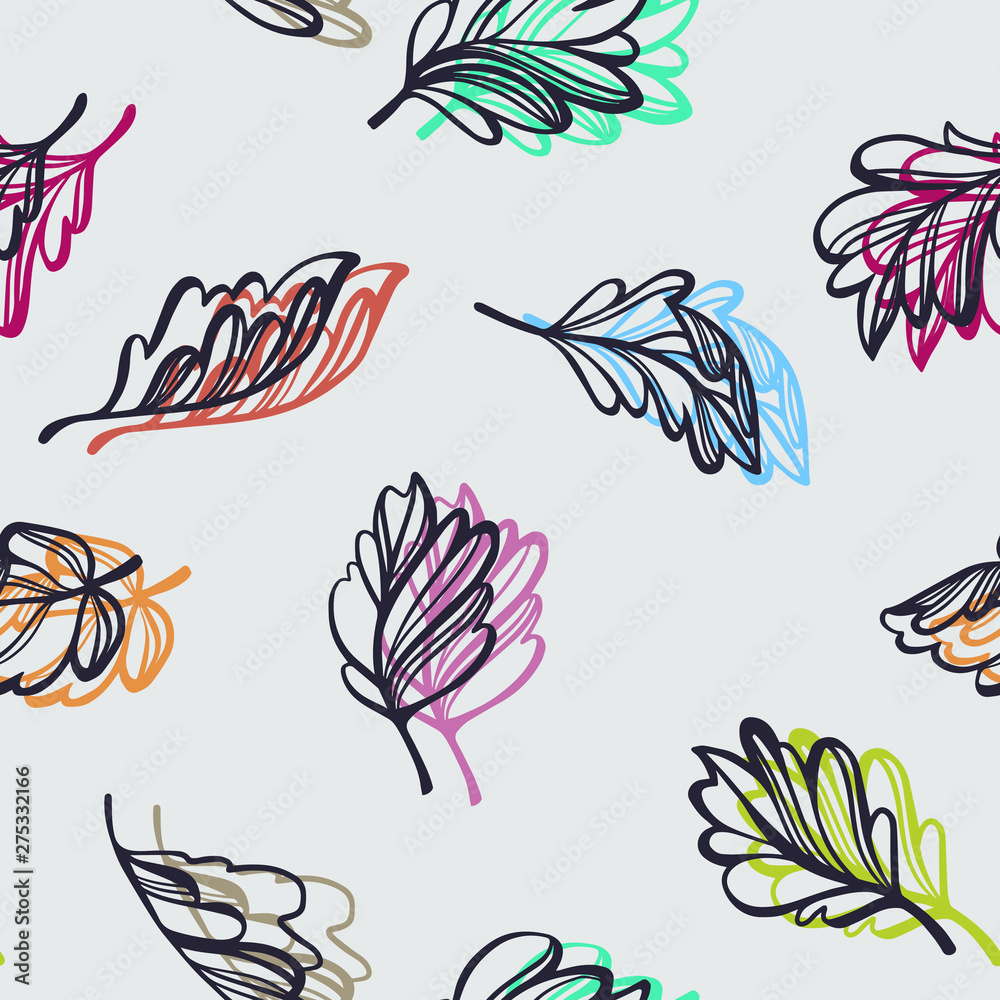 Botanical seamless pattern. Transparent leaves of a tree isolated. Sketch style plane drawing, vector floral background. Botanical seamless pattern. Transparent leaves of a tree isolated. Sketch style plane drawing, vector floral background.