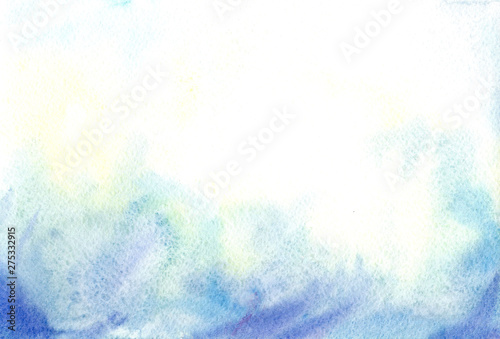 Hand drawn watercolor blue yellow blurred background. Graphic element for decoration design, card, invitation, wedding