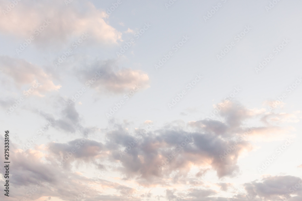 Peaceful Sky With Gentle Pastel Clouds At Sunset
