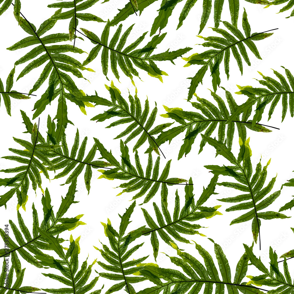 Obraz Seamless pattern of tropical leaves. Exotic foliage texture.