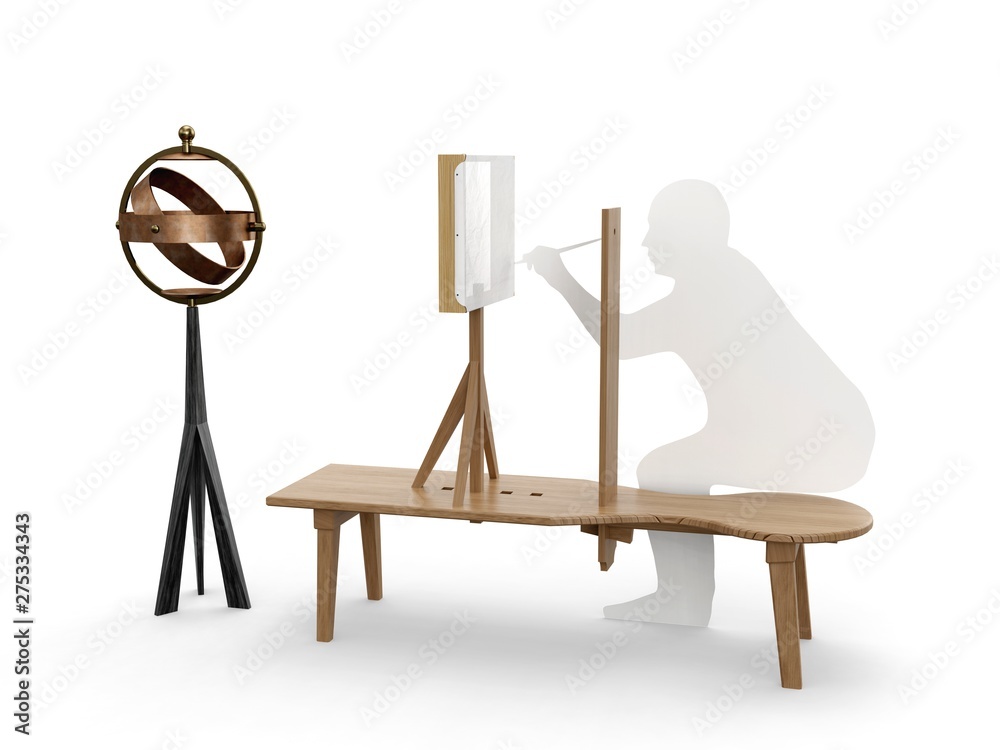 Camera obscura, Leonardo da Vinci, Codex Atlanticus 0005r. Stock