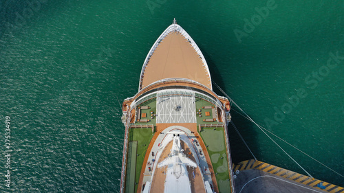 Aerial top view photo of cruise ship liner docked in Mediterranean destination © aerial-drone