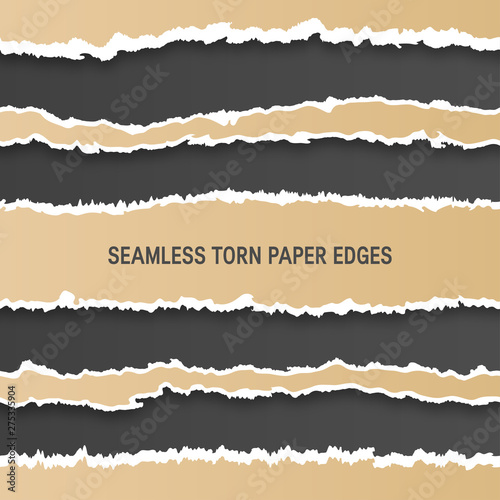 Seamless torn paper edges, vector in flat style
