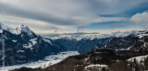 winter in the Swiss alps in Lungern Hasliberg on a beautiful day