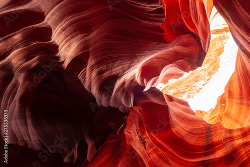 The Deep Red Canyon Walls of the Upper Antelope Canyon, near Page, Arizona.
