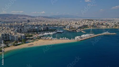 Aerial view of famous busy port of Piraeus one of the largest in Europe, Attica, Greece © aerial-drone