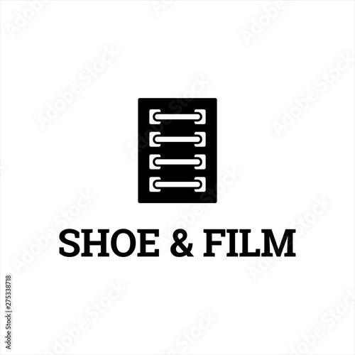 shoe footwear with film strip logo design concept © onripus