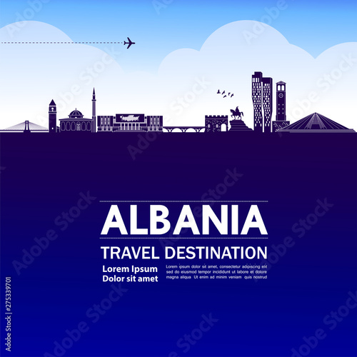 Albania travel destination grand vector illustration. 