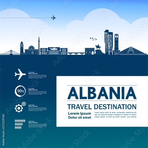 Albania travel destination grand vector illustration. 