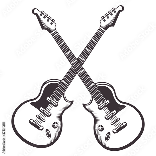 crossed guitars drawn tattoo icon