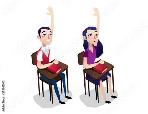 raising hand confusing question people isolated