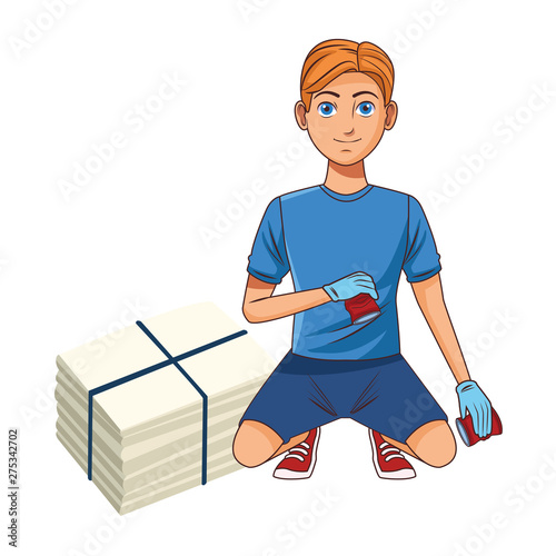 cleaning service person avatar cartoon character